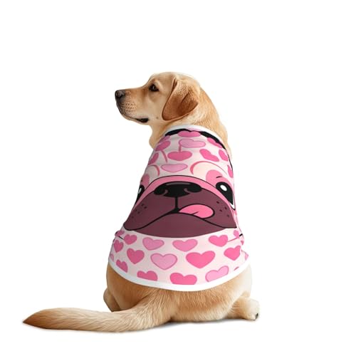 SWEET TANG Breathable Mesh Puppy T-Shirt Funny Cartoon Pugs Puppy Pink, Lightweight Stretch Sporty Dog Clothes for Medium Large Dogs, X-Large - color: Pattern (113), size: X-Large