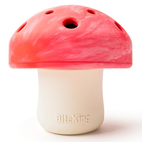 Natural Rubber Dog Enrichment Toys for Large Dogs, Slow Feeder to Keep Them Busy - Lifetime Replacement - Durable Treat Dispensing Dog Puzzle Toys for Large Breed - color: Mushroom Slow Feeder