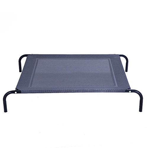 Giantex Elevated Pet Bed for Medium Large Dogs, Keep Pets Cool, Portable Raised Pet Cot Indoor Outdoor Camping, Waterproof Breathable Mat Steel Frame, Easy Assembly (Large) - size: Large