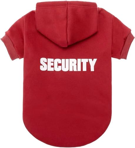BINGPET Security Dog Hoodies Puppy Sweater Cold Weather Dog Coats Soft Brushed Fleece Pet Clothes Hooded Sweatshirt for Dog Cat - color: #1 Red(Security), size: XX-Large (All Breed Sizes)