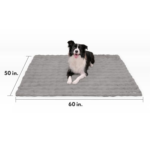 Paw Inspired Waterproof Dog Blanket, Soft Faux Fur Throw with Fur-Resistant Fleece, Washable Pet Blanket, Waterproof Protection for Couch, Bed, Furniture, Crate, Car (60x50, Gray) - color: Gray, size: 60x50"