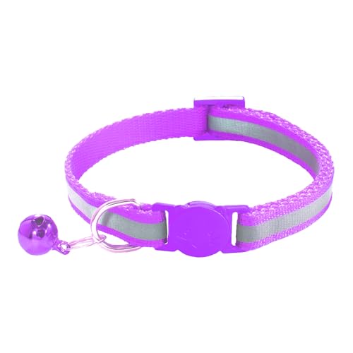 2 Pack Breakaway Cat Collars with Bells, Reflective Design and Claw Print Design, Safety Buckle Kitten Collars Adjustable from 7.5 to 12.5 Inches (Purple) - color: Purple