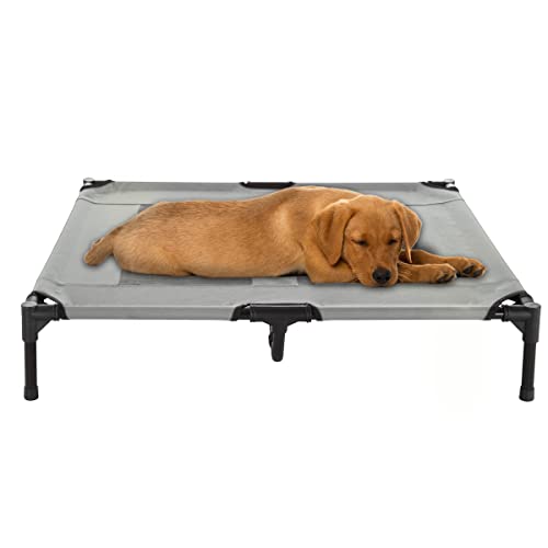 Elevated Dog Bed - 36x29.75-Inch Portable Pet Bed with Non-Slip Feet - Indoor/Outdoor Dog Cot or Puppy Mattress for Pets up to 80lbs by PETMAKER (Gray) - color: Gray, size: Large