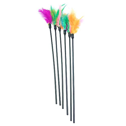 IUHKBH Cat Wands, 6 PCS Colorful Feather Stick Flexible Kitten Wand Interactive Cat Toys, Safe for Your Kitty - color: A
