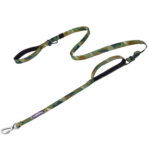 Hotsky Double Handle Dog Leash for Large Medium and Small Breed Dogs that Pull,Adjustable Nylon Heavy Duty Dog Leash with Car Seat Belt for Walking and Training,Camo,4.5-6 FT - color: No Bungee(4.5-6FT,All),CP, size: Standard