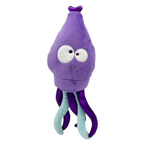Huxley & Kent Slappies for Dogs | Squiggly Squid (Small) | Squeak & Shake Dog Toy | No Stuff Squeaky Toy, TPR Ball in Head | Simulates Hunting Nature for Dogs - size: Small, style: Squiggly Squid
