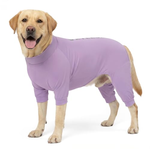 KYEESE UV Protection Dog Shirt, UPF 50+ Cooling Summer Jumpsuit for Large Dogs, Breathable Reflective Shedding Control Dog Sun Shirts, Quick-Dry Dogs Onesie Pet Clothes, Purple, 3XL - color: Purple, size: XXX-Large (60-80lbs)