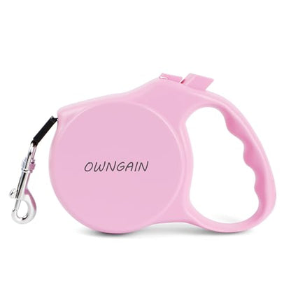Pink Retractable Dog Leash,Strong Nylon Tape-One-Handed One Button Lock for Puppy, Cat, Pet Walking and Training,16ft Dog Walking Leash with 360°Tangle-Free Design,Anti-Slip Handle (Pink -Small) - color: Pink -Small