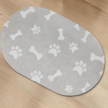 Oval Dog Feeding Mats, Cat Food Mat, Absorbent Dog Mat for Food and Water Bowls, Easy Clean Silicone Mat for Food Bowls & Litter Areas | Cat Litter Mat | Ideal for Dog and Cat Owners - size: 17"x28"