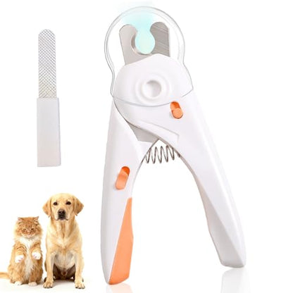 LED Dog Nail Clipper with Light, Illuminate Nails and Bloodline for Safe Trimming, with Nail File, Transparent Guard and Safety Lock, Suitable for Cats and Dogs-White - color: White
