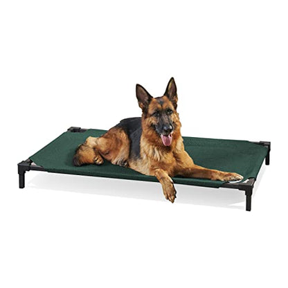 Coolaroo Pro Elevated Dog Bed - Low-Profile Access, Moisture-Resistant Cover, Breathable Fabric & Tool-Free Setup, Brunswick Green, Standard - color: Brunswick Green, size: Standard