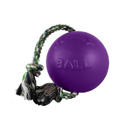 Jolly Pets Romp-n-Roll Rope and Ball Dog Toy, 6 Inches/Medium, Blueberry, Model Number: 606 BB, All Breed Sizes - color: Blueberry, size: Medium (6 in)