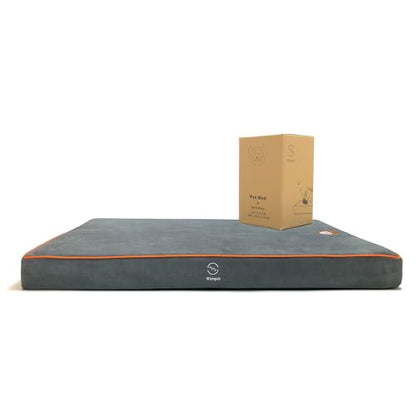 Hard-Wearing Orthopedic Dog Bed for Crate, 35x22 Inch, Made of Memory and HR Foam, Two-Sided Use, Providing Soft and Relatively Hard Support, with an Extra Inner Waterproof Protector (Gray) - size: M（35"L x 22"W x 3"Th）