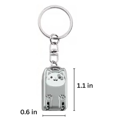 Mini Nail Clippers Keychain, Cute Cat Nail Clipper, Small Foldable Portable Travel Size, Cutie Kitten, Compact Pocket Folding Nail Cutter Keyring (Silver) - color: Silver