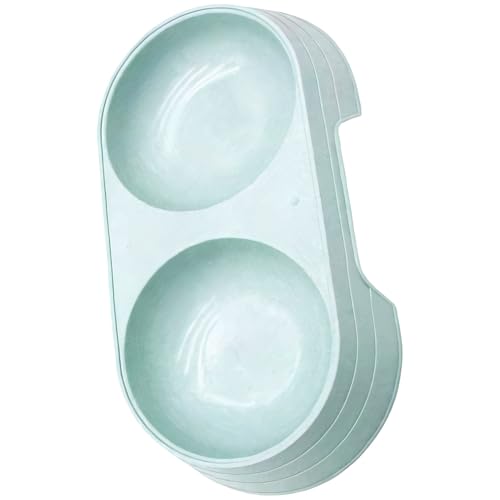 Pet Double Bowl for Cats and Small Dogs - Non-Slip Dog Feeding Bowl Set with No-Tip Design, PP Material Food and Water Station for Indoor Use - color: Cyan