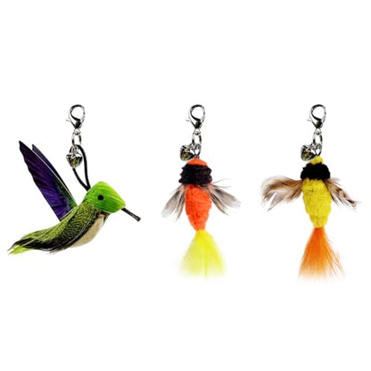 TTcat Cat Feather Toys Replacement,3 Pcs Hummingbird Insect Feathers Refills for Cat Wands. - color: 3Pcs (Insects+Hummingbird)
