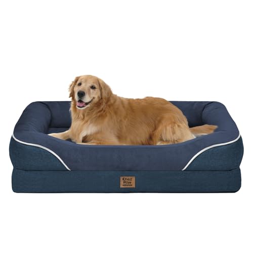 Removable Orthopedic Large Dog Bed -XL Large Dog Beds with Washable Cover and Removable Bolsters Non-Slip Bottom & Waterproof Pet Bed Sofa for Big Size Dogs - color: Navy, size: XL-large (42"L x 30"W x 7.5"Th)