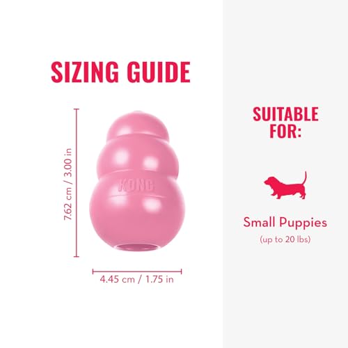 KONG - Puppy Toy Natural Teething Rubber - Fun to Chew, Chase and Fetch - for Small Puppies - Pink - color: Pink, size: Small (Pack of 1)
