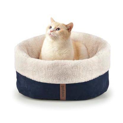 Self Warming Cat Bed, 17.7" x 13.7" Anti-Slip Soft Round Thermal Pet Cushion Bed for Kittens, Cats, Puppies and Small Dogs, Blue - color: Blue