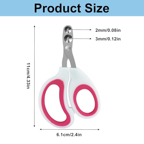 Cat Nail Clippers, Pet Nail Clippers, Cat Claw Trimmers, 2mm & 3mm Circular Cutting Holes for Small Animals Such as Birds, Bearded Dragon, Hamsters, Rabbits, Hedgehogs, Ferrets (Dark Pink) - color: Pink, size: Double Hole