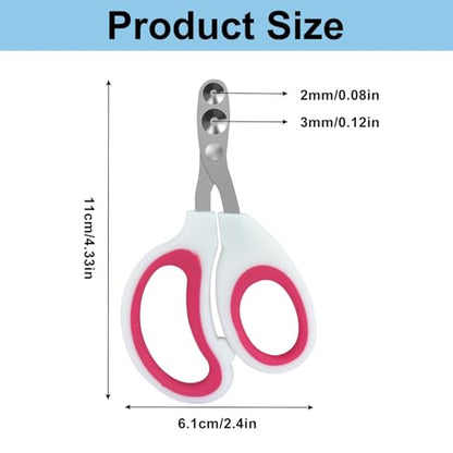 Cat Nail Clippers, Pet Nail Clippers, Cat Claw Trimmers, 2mm & 3mm Circular Cutting Holes for Small Animals Such as Birds, Bearded Dragon, Hamsters, Rabbits, Hedgehogs, Ferrets (Dark Pink) - color: Pink, size: Double Hole