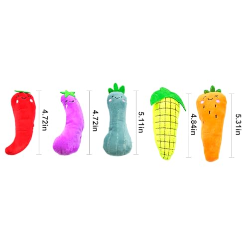 5 Pack Cat Toys, Catnip Cat Chew Toys for Playing, Interactive Cat Kicker Chew Safe Teeth Cleaning Toys, Vegetable Cat Mint Toy, Cat Toys with Catnip