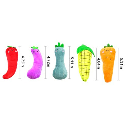 5 Pack Cat Toys, Catnip Cat Chew Toys for Playing, Interactive Cat Kicker Chew Safe Teeth Cleaning Toys, Vegetable Cat Mint Toy, Cat Toys with Catnip
