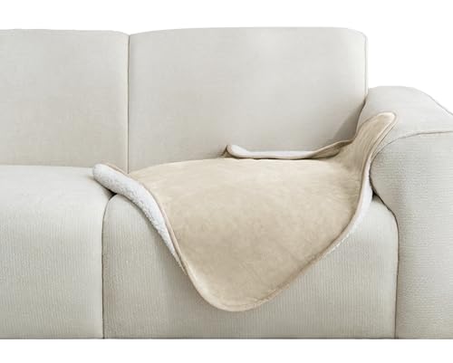 gogobunny Waterproof Bed Blanket, Reversible Sherpa Fleece Throw Blanket for Dog Puppy Cat, Furniture Cover Protects Bed Couch Sofa from Liquid Pee and Pet Fur (Cream, 30x30 inches) - color: Cream, size: 30x30 inches