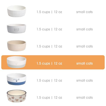 Pearhead Ceramic Paws Off Cat Bowl, Holds 12 oz, Whisker-Friendly Pet Dish for Food and Water, Heavy Non-Slip Base - color: Gray "Paws Off", size: Single Bowl