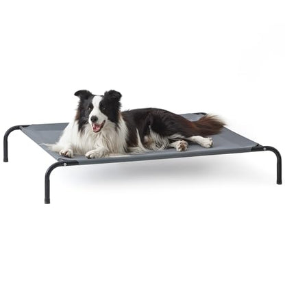 Love's cabin Elevated Dog Bed, Large Cooling Raised Pet Bed with Heavy-Duty Teslin Mesh, Durable Outdoor Dog Cot for Large Dogs, Breathable & Easy to Clean, 48"L x 35"W x 8"H - color: Grey