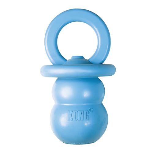 KONG Puppy Binkie - Pacifier Dog Toy for Puppies - Stuffable Treat Chew Toy for Treats - Durable Natural Rubber for Teething Puppy - for Medium Puppies - Blue - color: blue, size: Medium (Pack of 1)