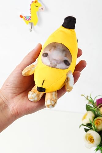 Crying Banana Cat Plush Keychain, Happy Funny Baby Sound Cat Stuffed Animal Ornaments - color: Cry and Happy