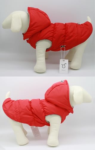 Warm Dog Coat Jacket with Detachable Hood Harness Hole Winter Coat Pet Clothes Dog Cold Weather Coats Cozy Snow Jacket Vest for Small Medium Large Dogs - Blake (Red, X-Large) - color: Red, size: X-Large