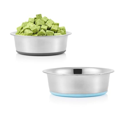 Stainless Steel Dog Bowls 2 Pack – 2 Cup Pet Food & Water Bowls with Non-Slip Rubber Base, Dishwasher Safe, for Small Dogs & Cats - size: 2 Cup