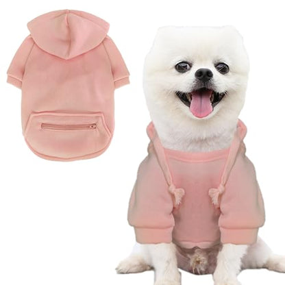Jecikelon Pet Dog Cold Weather Coat with Pocket Winter Dog Hoodie Warm Puppy Clothes for Small Dogs Chihuahua Clothing (Pink, X-Small) - color: Pink, size: X-Small