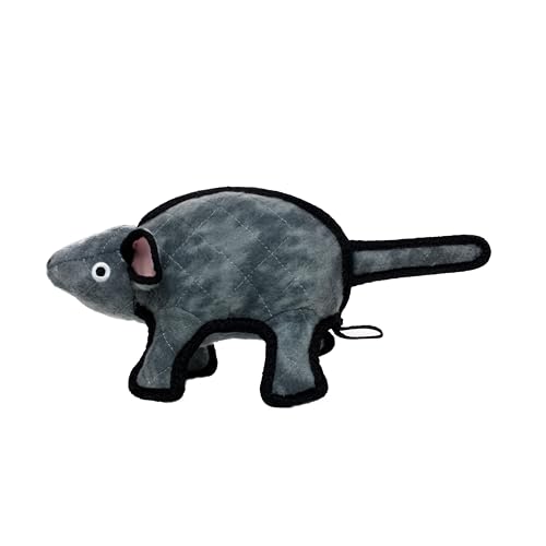 TUFFY World’s Tuffest Soft Dog Toy – Barnyard Series, Mouse Gray, Large - color: Gray/Black, size: Large