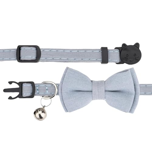 Breakaway Cat Collar, Removable Bowtie, Clear Bell, Safe Release, Quick Release.(Solid Blue) - color: Solid Blue