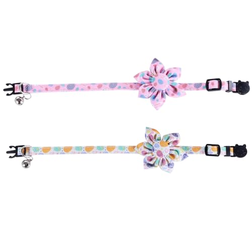 Easter Cat Collar Breakaway with Sunflower and Bell for Kitty Adjustable Safety Easter Egg Bunny - color: Easter-sunflower-2