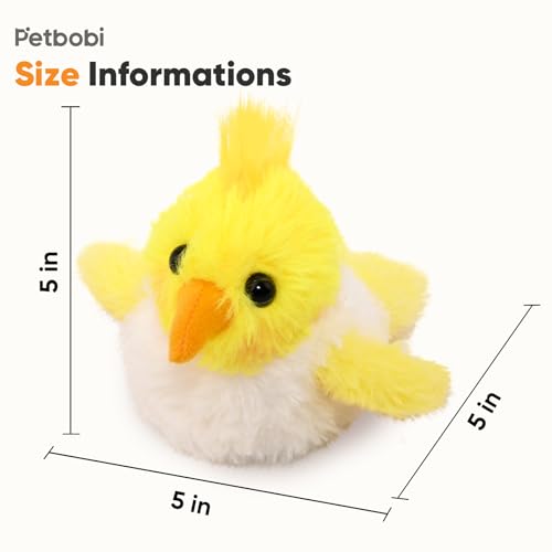 Petbobi Cat Toys Flapping Bird– Interactive Bird Cat Toy with Flapping Wings and Chirping Sounds, USB Rechargeable Motion-Activated Catnip Toy for Indoor Cats & Kittens (Non-Flying) - color: Yellow