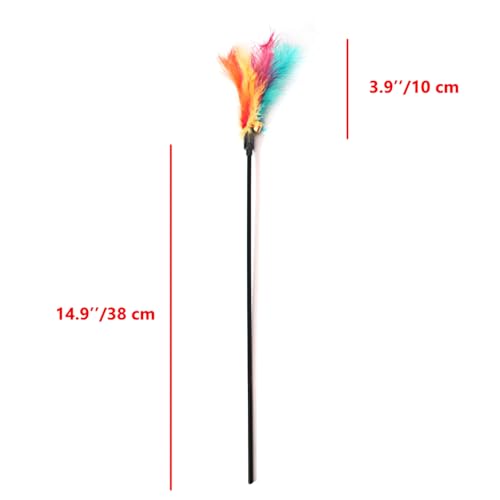 IUHKBH Cat Wands, 6 PCS Colorful Feather Stick Flexible Kitten Wand Interactive Cat Toys, Safe for Your Kitty - color: A