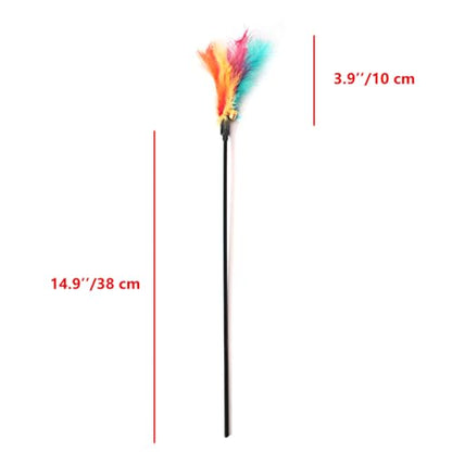IUHKBH Cat Wands, 6 PCS Colorful Feather Stick Flexible Kitten Wand Interactive Cat Toys, Safe for Your Kitty - color: A