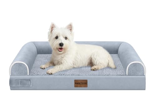 Medium Dog Bed Orthopedic Washable: Beds Bolster Medium Sized Dogs Bed Egg Crate Foam Couch Sofa Waterproof with Removable Cover - color: Light Grey, size: 28.0"l X 19.0"w X 5.5"th