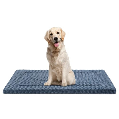 Dog Bed Mat Washable Reversible Dog Crate Pad Soft Fluffy Pet Kennel Beds with Anti-Slip Bottom Dog Cat Sleeping Mattress for Extra Large Dogs, 47x29x1.5 Inch, Gray - size: 47”x29"x1.5"