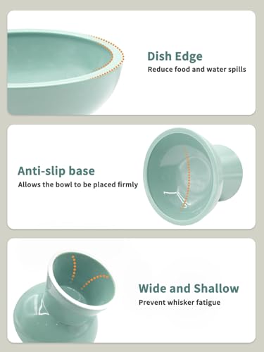 LoeJan Elevated Cat Food and Water Bowls Set, Extra Wide and Raised Ceramic Feeder, Anti-Vomit Whisker-Free Pressure Feeding Bowl for Kittens Adult Small Dogs (Blue, Food Bowl) - color: Blue, size: Single (Food Bowl)
