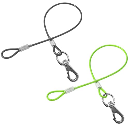 Chew Proof Dual Dog Leashes, 2Pack Extension Metal Cable Lead, No Tangle, Heavy Duty Dog Leash Extender for Collar & Harness (Black+Green, 20in/50cm) - color: Black+Green