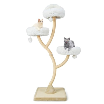 Tangkula Tall Cat Tree, 70 Inch Multi-Level Large Cat Tower with 3 Warm Perches, 3 Jingling Balls, Sisal Scratching Posts & Board, Modern Cat Tree for Indoor Cats Large Adult - color: White