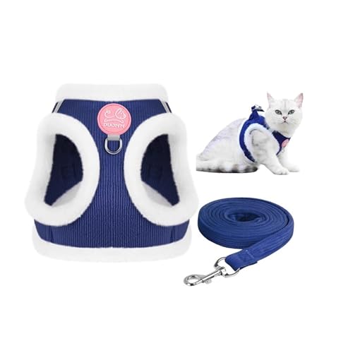 Pet Harness Vest with Leash for Small Medium Dogs Cats-No Pull Step-in Pet Vest Breathable Soft Lightweight Harness and Leash Set for Puppy Kitty Bunny-Navy Blue-M - color: Navy Blue, size: Medium