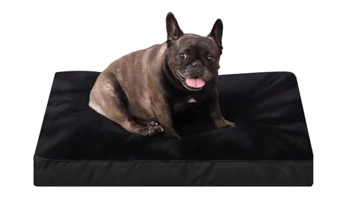 Dog Crate Bed Waterproof Deluxe Plush Dog Beds with Removable Washable Cover Anti-Slip Bottom Pet Sleeping Mattress for Large, Medium, Jumbo, Small Dogs, 23 x 17 inch, Black - color: Black, size: 23.0"L x 17.0"W x 3.0"Th