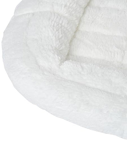 MidWest Homes for Pets Small QuietTime Double Bolster Pet Bed, White Plush 24-Inch Crate Mat with Stacked Bolsters, Machine Washable, Secure Fit with Elastic Straps - color: White Plush, size: 24-Inch