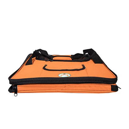 Pet Life ® 'Ultra-Lock' Collapsible Safety Travel Wire Folding Pet Carseat or Dog Car Seat Carrier with Side Pockets - color: Orange